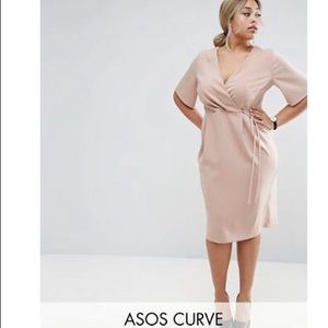 ASOS CURVE Midi Wrap Dress with tie detail